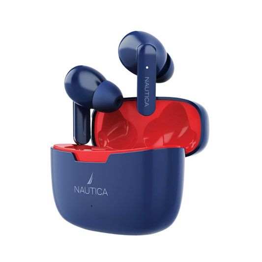 wireless earbuds with red charging case 